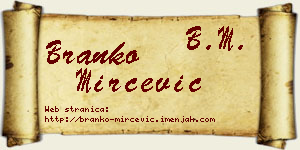 Branko Mirčević vizit kartica